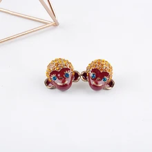 Африканские серьги с обезьяной, коричневые эмалированные милые серьги-гвоздики в виде животных для женщин, модные ювелирные изделия