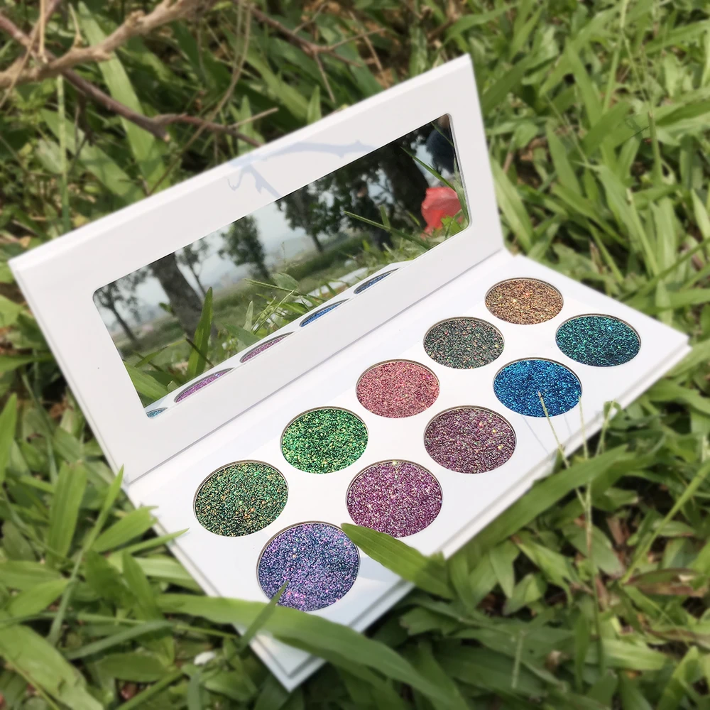 Best Private Label Products 10Colors Glitter Metallic Eyeshadow Palette Glossy Pigment Halloween Christmas Makeup Low MOQ