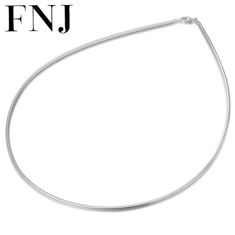 FNJ колье из змеиной цепи ожерелье 925 серебро 1 мм 2 мм 40 см до 45 см хорошее оригинальное S925 Серебряное женское ожерелье s для изготовления ювелирных изделий