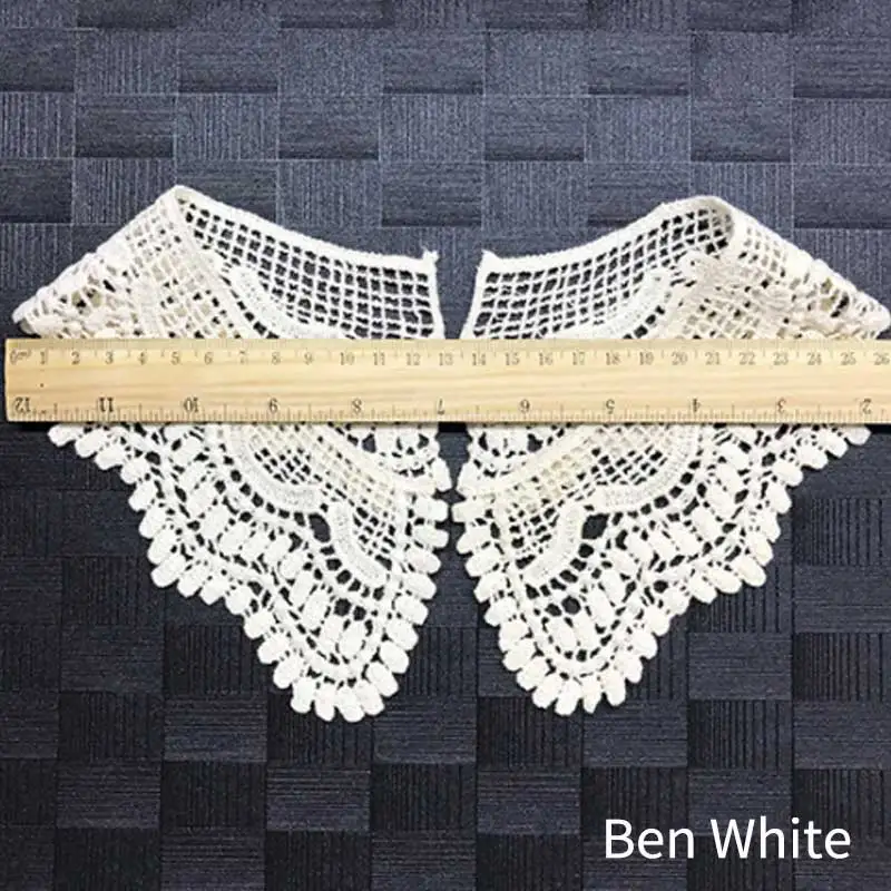 Ben White 1 шт. женская одежда пара Цветочная вышивка DIY ручной работы полые воротник кружева дизайн орнамент ложный воротник - Color: Ben White
