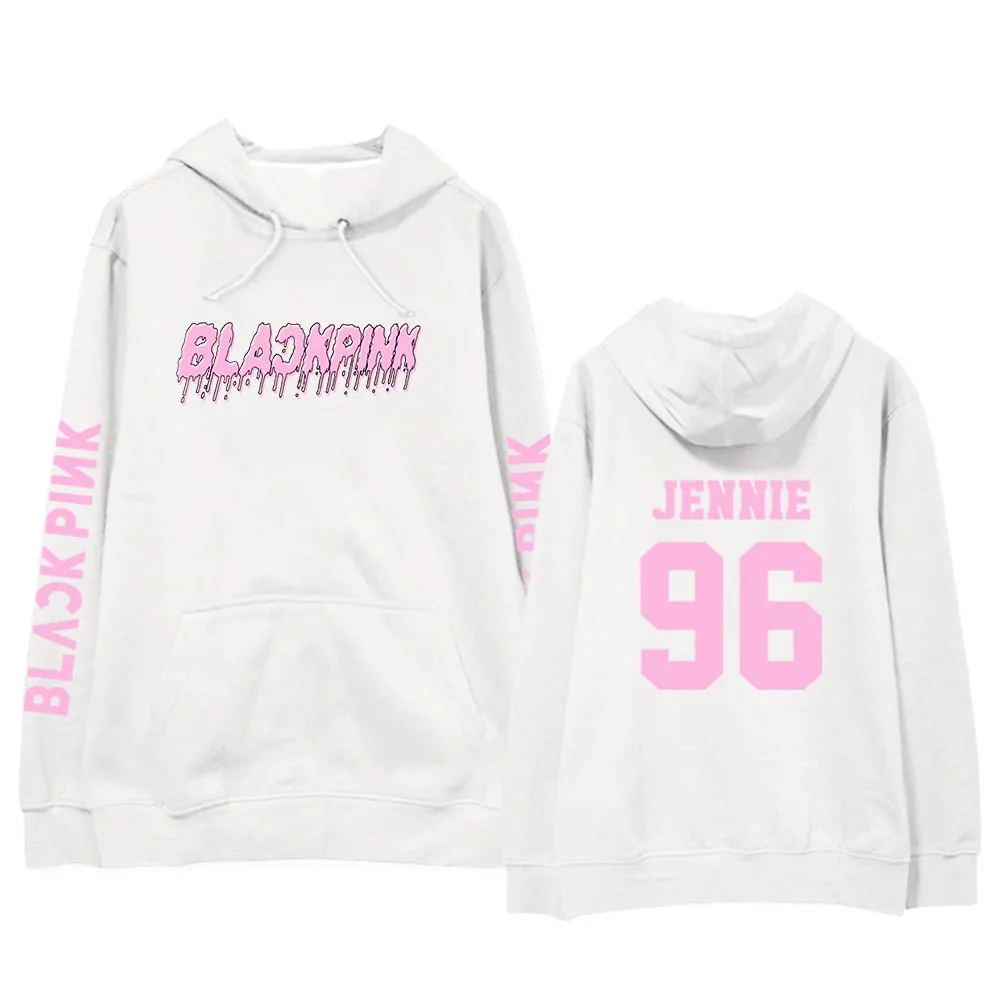 JENNIE w Kpop/черная розовая толстовка с капюшоном JENNIE JISOO LISA ROSE; толстовки с длинными рукавами; утепленная осенне-зимняя одежда; верхняя одежда - Цвет: JENNIE w