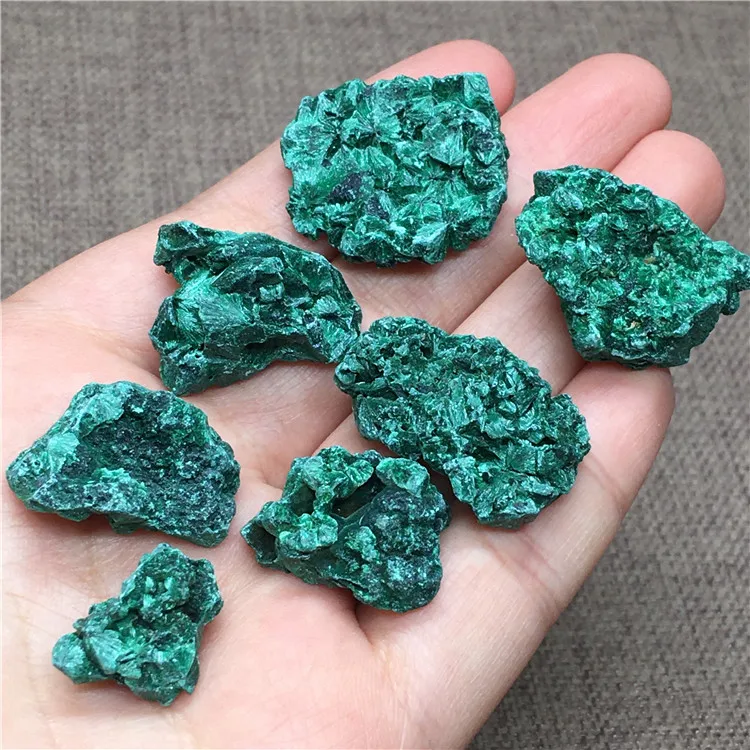 Collection Fibrous Malachite Stone Raw 