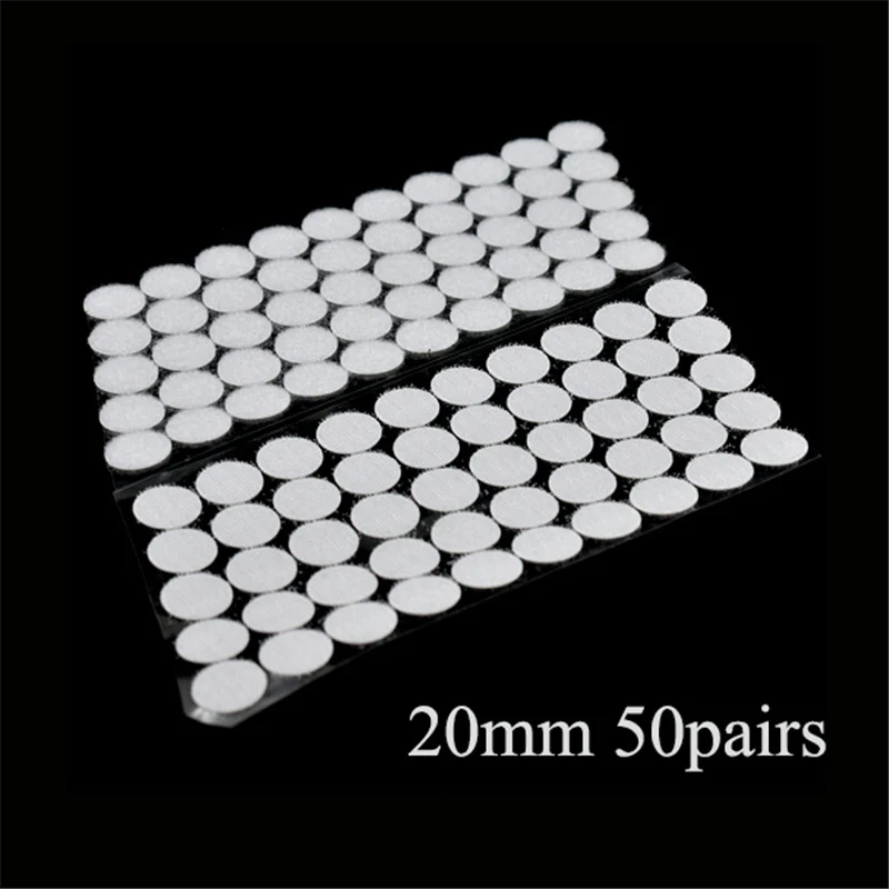 20mm 50pairs White 50 пар нейлон липучками клейкая лента крюк и петля наклейки крепежная лента липучками на 10/15/20 мм - Цвет: 20mm 50pairs White