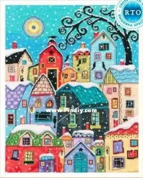 

11/14/16/18/22/25/28ct Counted Cross Stitch Kit Snow Falling Winter Christmas Holiday rto