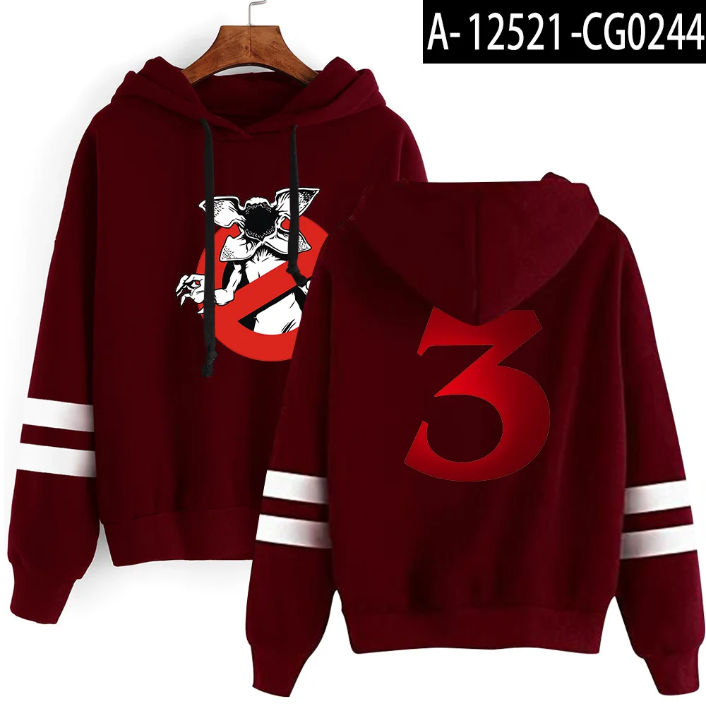 Stranger Things Fashion Printed Hoodies Women/Men Long Sleeve Hooded Sweatshirts Hot Sale Trendy Street Style Clothes - Цвет: Burgundy