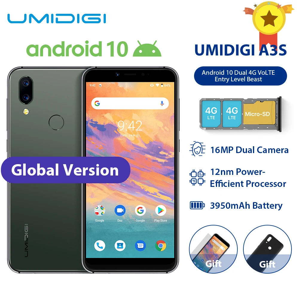 UMIDIGI A3S Android 10スマートフォン本体