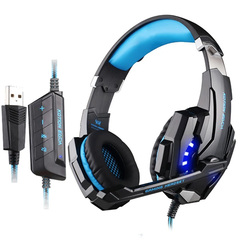 Kotion Each Gaming Headset 7.1 USB Surround Sound PC Gamer Headphone For Computer With Microphone LED Light | Электроника