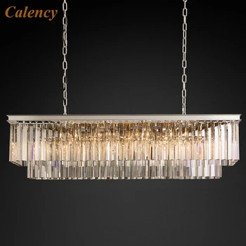 

1920's Odeon Clear Crystal Rectangular Luxury Art Decor Chandeliers LED Indoor Decorative Lights for Living Dining Room