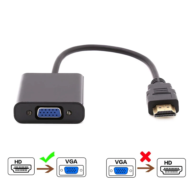 HDMI-compatible to VGA Adapter Cable 1080P Video Converter for Laptop Projector