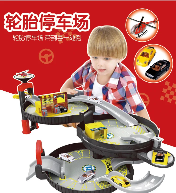 

Alloy Three Layer Assembled Camera Track Wheel Children'S Educational Parking Lot Hand Portable Tire Toy Literature And Art W201