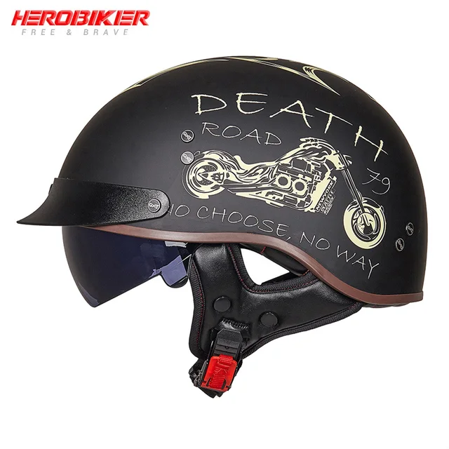 US $39.51 HEROBIKER Motorcycle Helmet Retro Casco Moto Helmet Open Face Scooter Motorbike Racing Riding Helme