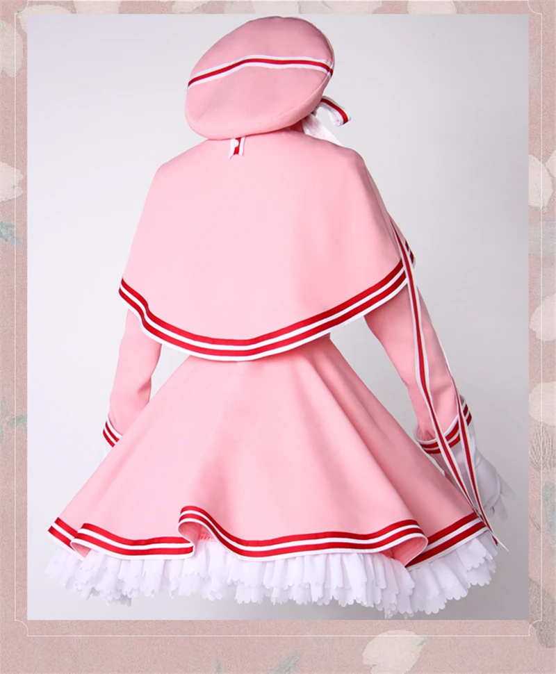 Аниме Cardcaptor Sakura KINOMOTO Сакура косплей розовый костюм для Хэллоуина вечеринки