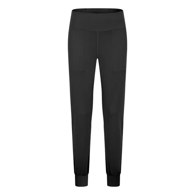 Lulu Women Sports Pants Slim Yoga Leggings Fintess Clothing Breathable Loose Drawstring Straight Tube With Pockets For Jogging Black