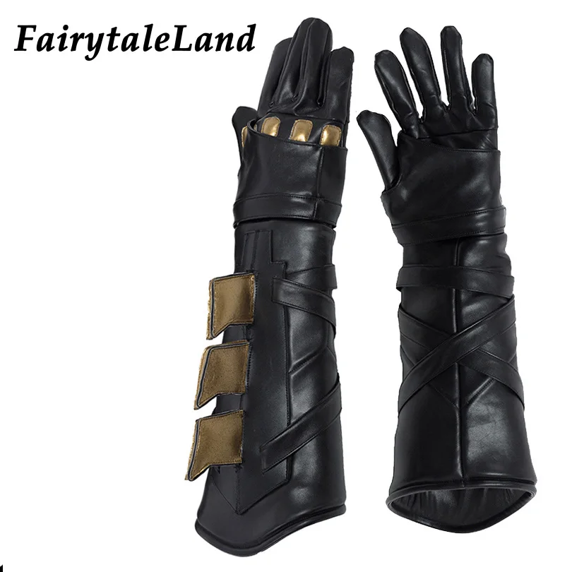 Костюм супергероя для Хеллоуин аксессуар из черной искусственной кожи перчатки