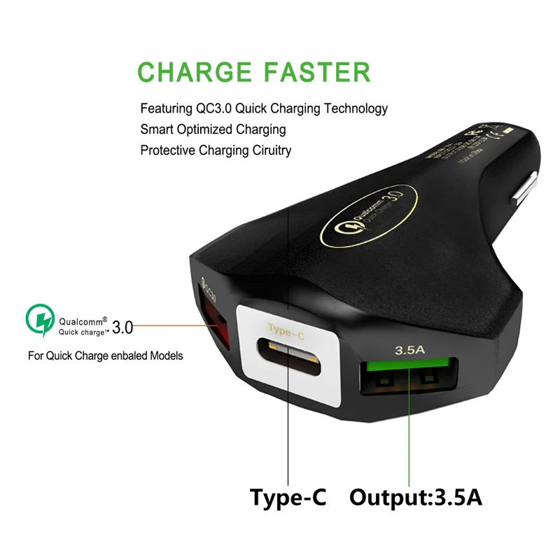 USB Автомобильное зарядное устройство Тип C PD Quick 3 0 автомобильный адаптер для iphone 11