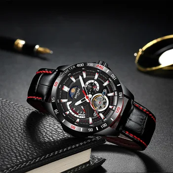 

New Men's Mechanical Watch Leather Strap Business Fashion Sports Watches Men