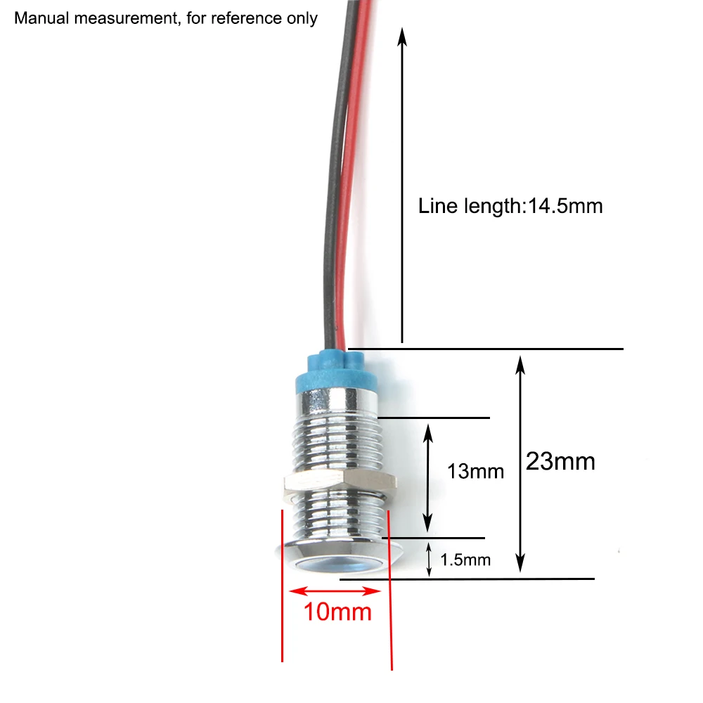 Светодиодный металлический индикатор светильник 10 мм водонепроницаемый сигнальная лампа точка с проводом красный желтый синий зеленый белый один/два цвета по индивидуальному заказу