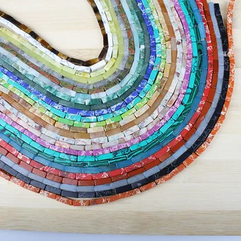 

2019 New Natural Semi-precious Stones Colored Rectangular Shape 25 Types Of Stone Beads DIY Necklace Bracelet Size 4x13mm