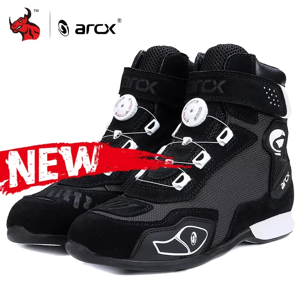 ARCX Motorcycle Boots Men Botas De Moto Summer Breathable Shoes Motorbike Chopper Cruiser Touring Ankle Black | Автомобили и