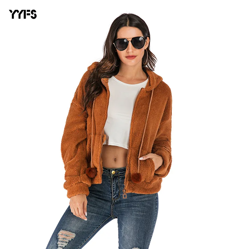 

2019 Amazon Cross Border Autumn And Winter WOMEN'S Dress Europe And America Casual Fleece Woolen Jacket Women's Solid Color Loos