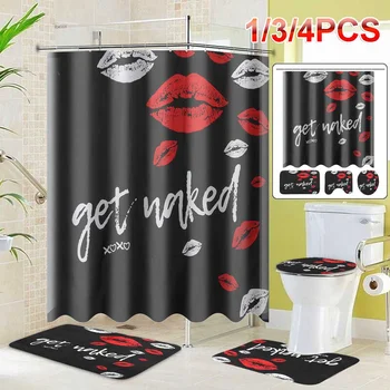 

Bath Mat Set 180x180cm Shower Curtain Waterproof Shower Curtain Non-Slip Rugs Toilet Seat Cover Bathroom Kits Home Decor