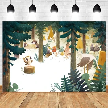 

Wild Animal Forest Background Baby Shower Birthday Backdrop Safari Party Photography Decor For Photo Studio Vinyl Photophone