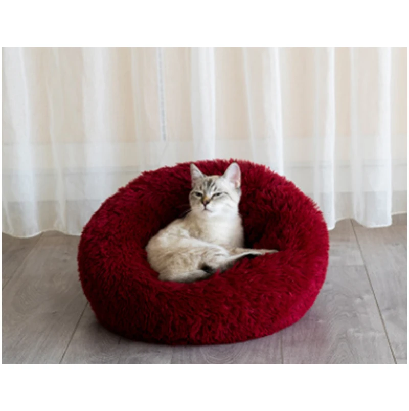 Супер мягкая кошачья кровать моющаяся длинная плюшевая кошачья Конура глубокий сон кошачий домик бархатные коврики диван для кошки Чихуахуа корзина для кошек кровать для домашних животных