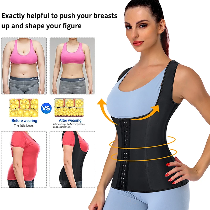 Women's Latex Underbust Waist Trainer Shapewear Cincher Corset Body Shaper Steel Bone Corset Slimming Vest Plus Size Girdle Belt spanxs