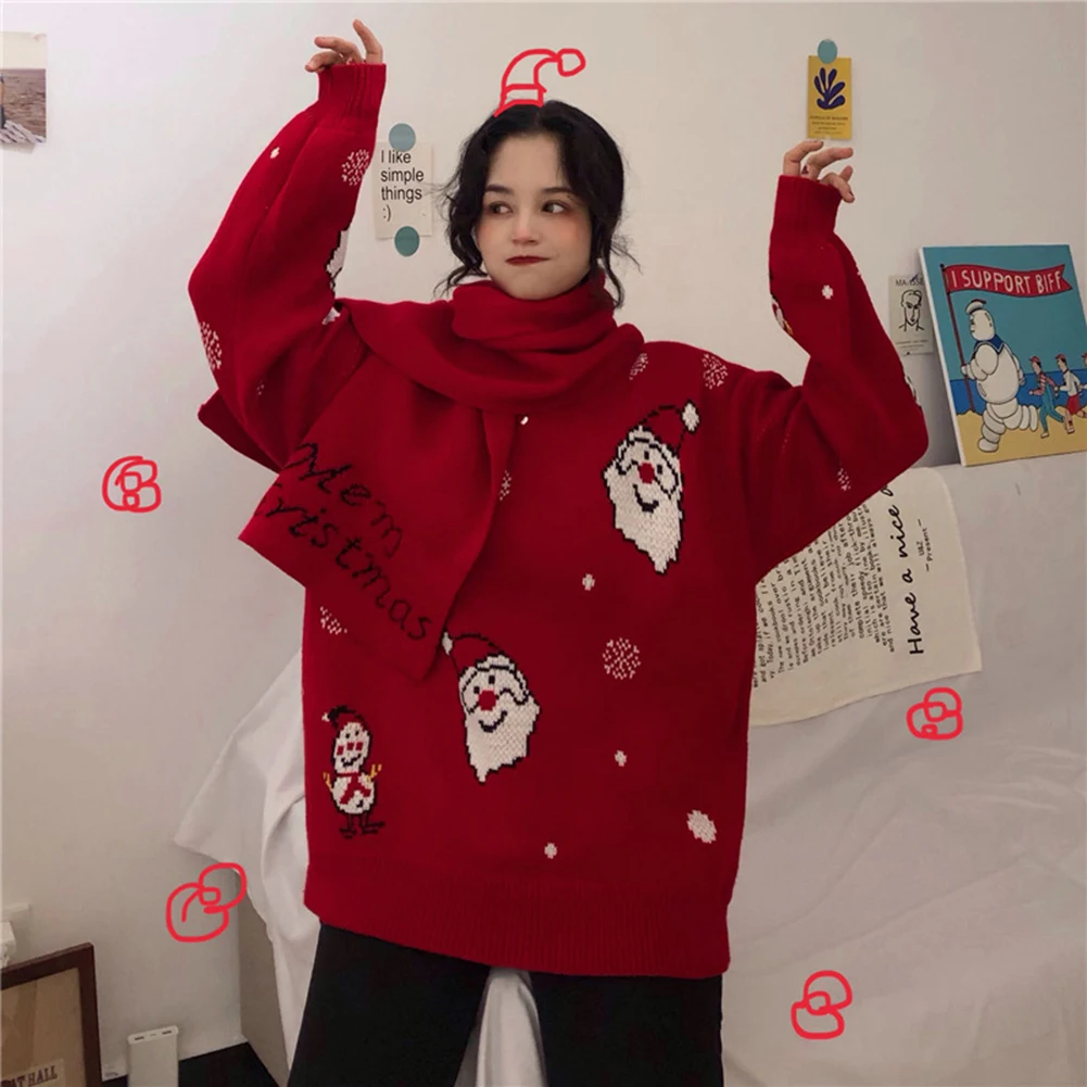 

Winter Scarf Merry Christmas Women Warm Fashion Casual Scarfs Wraps Polyester 33*130cm Winter Scarf Convenience New D13
