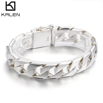 

925 Sterling Cuban Bracelet For Men 200*15mm Hiphop Rock Bracelet Jewelry