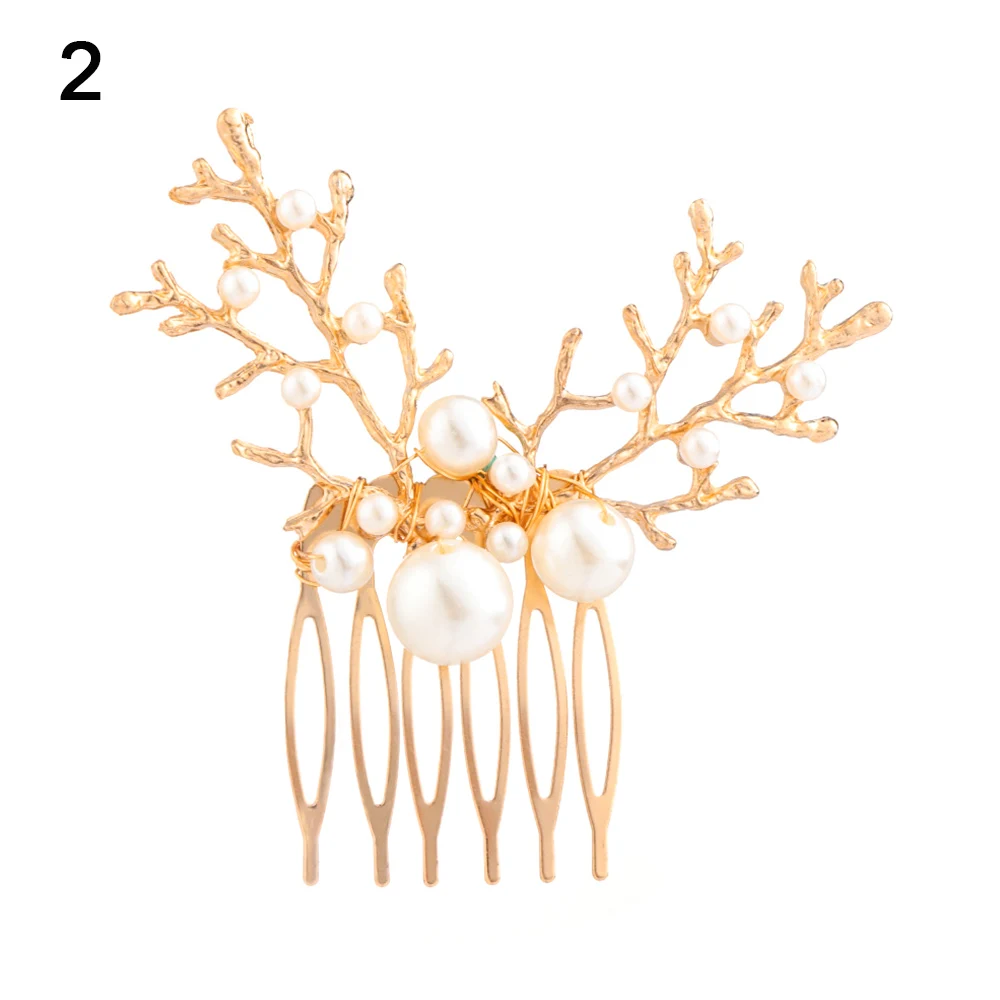 Женская жемчужная расческа для волос свадебные шпильки ручной работы головной убор невесты клипсы невесты элегантные ювелирные изделия для волос аксессуары для волос - Цвет: 2-1PC
