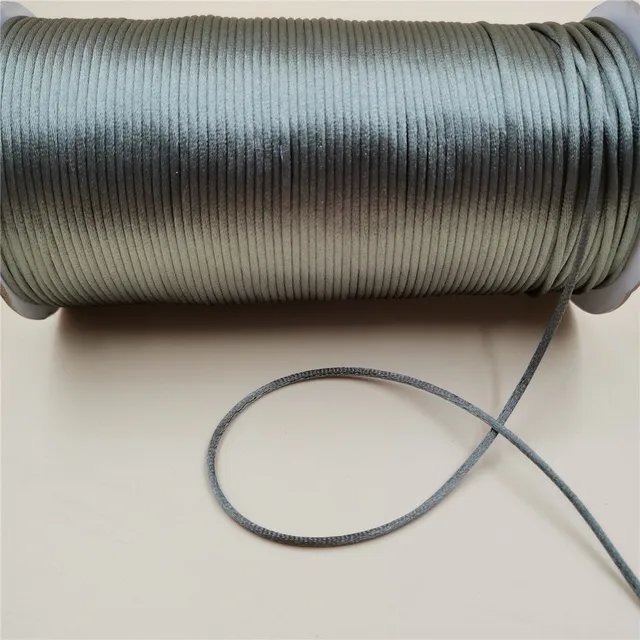 2MM  Chinese Knot Line Cord Silk Satin Nylon Cord 35colors for DIY String Necklace Bracelets 20meters Lot metal grey 484