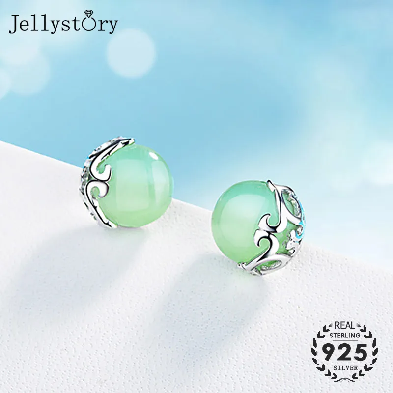 Jellystory модные серьги из серебра 925 с круглой формы Размер: 12*12 мм изумруды для