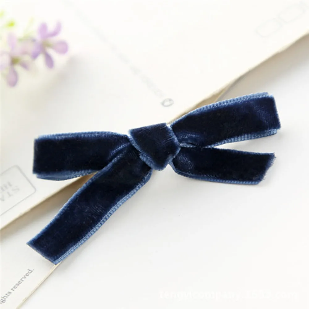 navy blue 1 шт. женские модные бархатные заколки для волос с бантом для девочек милые прекрасные заколки для волос 5 цветов аксессуары для волос, Корея для девочек - Цвет: navy blue