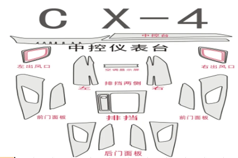 CX-4 full set film Для Mazda cx3 cx5 cx8 Модифицированная внутренняя прозрачная защитная пленка Шестерня стеклянная подъемная панель TPU Материал Пленка Автомобильная модификация - Название цвета: CX-4 full set film