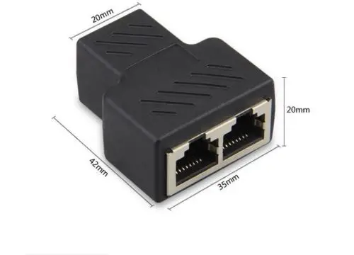 

High Qaulity 1pc Plastic Core 1 To 2 LAN RJ45 Connector Network Cable Splitter Extender Plug Adapter Connector Black