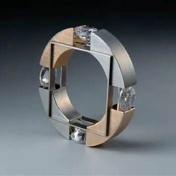 

Modern Design Two Tone Rose Gold Zircon Rings For Women Creative Vintage Wedding Engagement Rings Cocktail Party Rings Jewelry