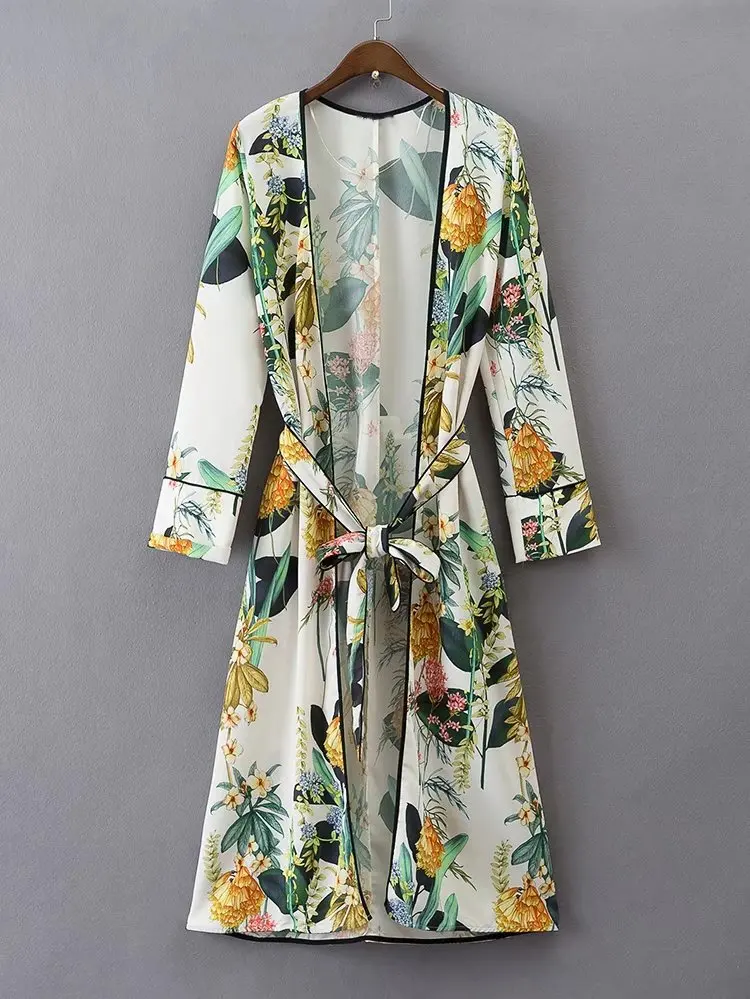 

2017 Western Style Spring And Summer WOMEN'S Dress New Style Flower Printed Kimono-Style Coat