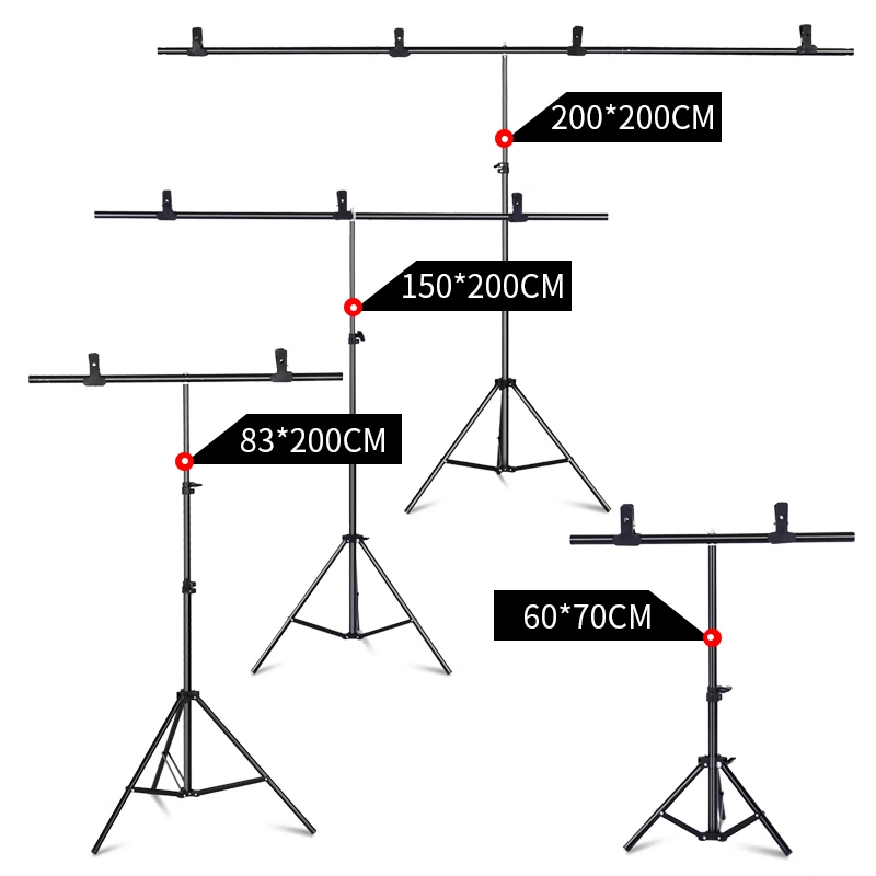  Photography T-shaped Background Backdrop Stand Adjustable Support System Photo Studio for Non-Woven