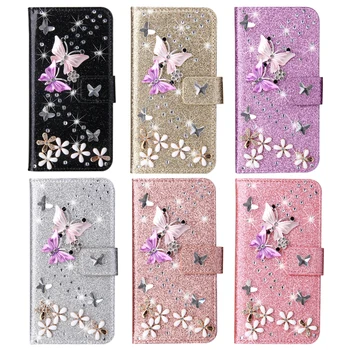 

Luxury and delicate diamond butterfly phone case For iPhone X XR 11 Pro XS MAX 6 6S 7 8 Plus 5S SE 2020 Anti-fall Leather Cover