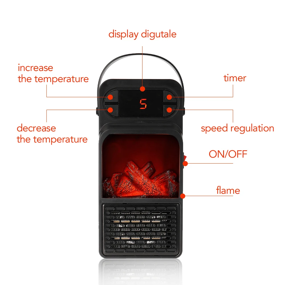 

Hot Handy Mini 900W Electric Space Flame Heater Warmer Fan Blower Radiator Heating for Winter Office Room