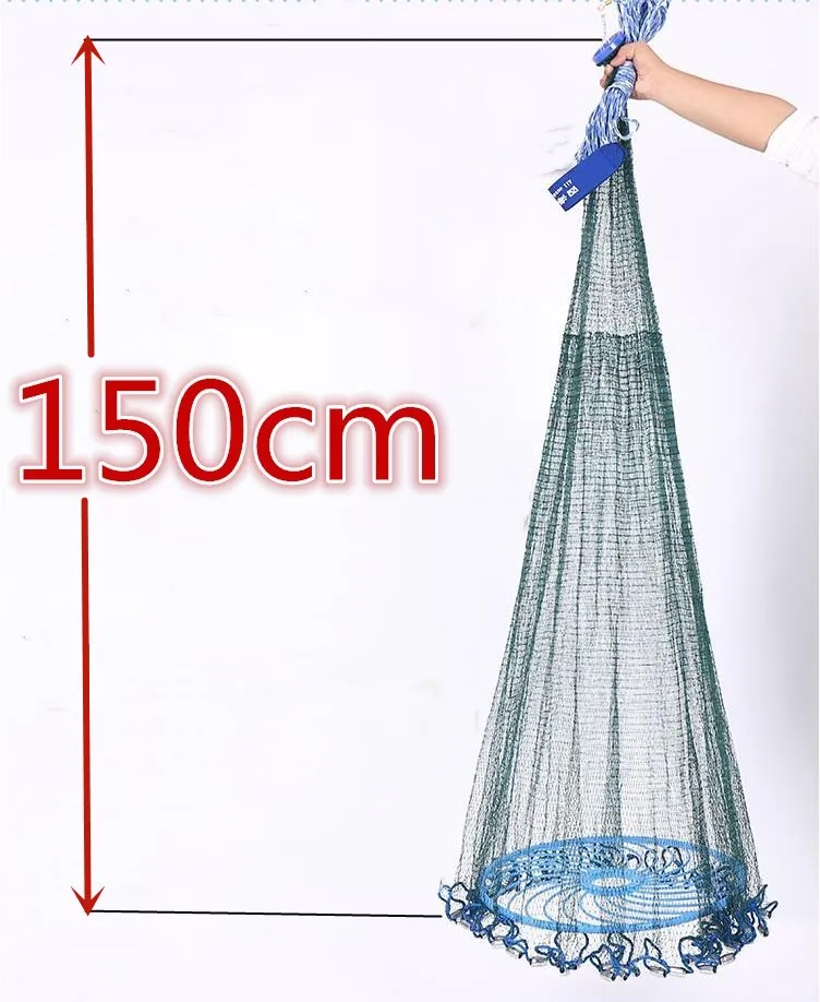 300 Strong with ring multifilament line cast net 3-7.2M catch fishing net small mesh USA style throw network outdoor casting net - Цвет: 300