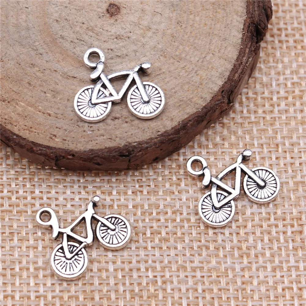 WYSIWYG20pcs15x13mmBikeCharmsAntiqueSilverColorBikerCharms