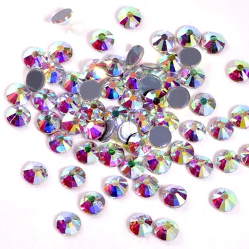 

AAAAA Quality 14 Sizes Crystal AB Hot Fix Rhinestones Glass Colorful Iron On Strass Clothes Beads for Garments Decoration B1292