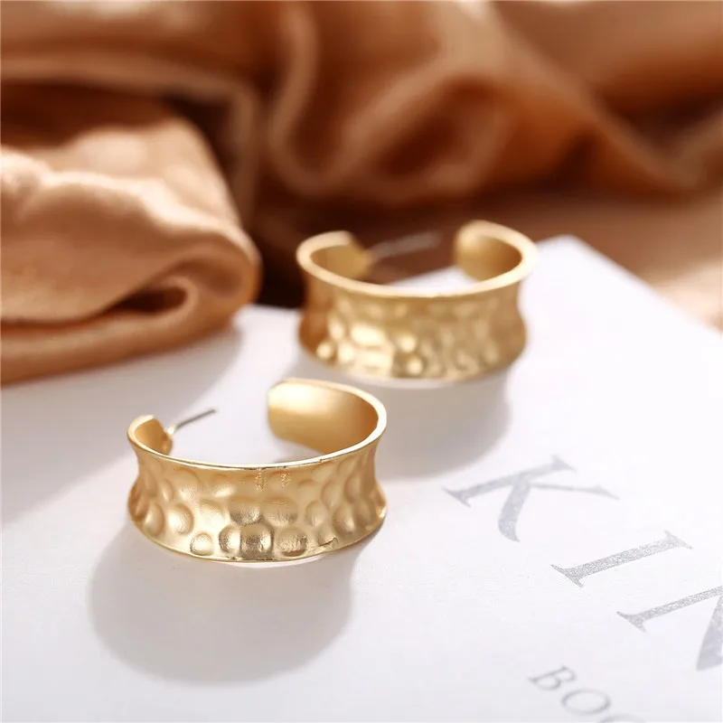 Винтажные матовые золотые металлические Необычные круглые серьги-кольца простые геометрические серьги для женщин Pendientes Brincos массивные ювелирные изделия