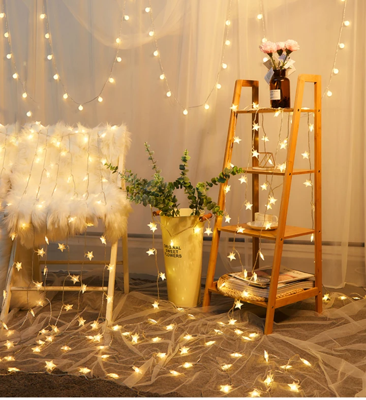 10 м светодиодный светильник со звездами, Сказочная гирлянда, рождественское праздничное украшение, креативная комната, украшение для дня рождения, вечеринки, свадьбы