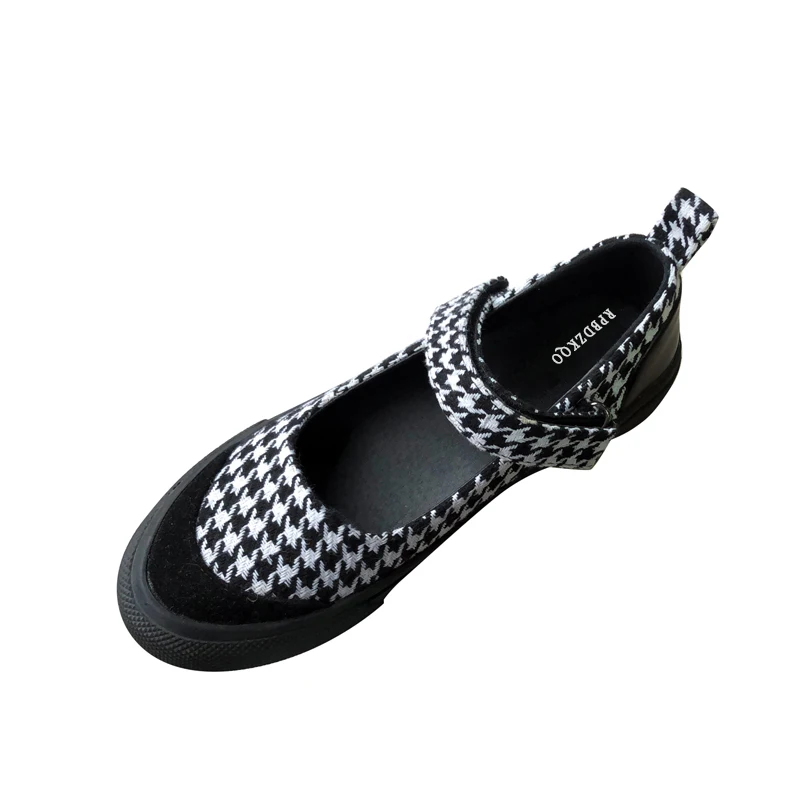 plaid mary jane flats suede ladies round toe breathable black china japanese factory direct designer shoes women luxury