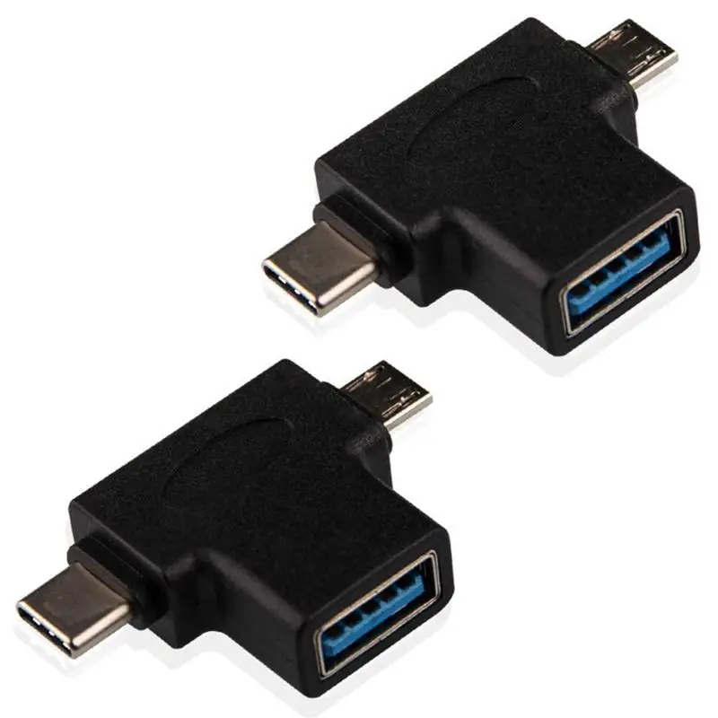

Multifunction 2-in-1 Micro-USB 3.0 & USB 3.1 Type C USB OTG Adapter Converter for Android Smartphones,Tables(180 Degree 2PCS)