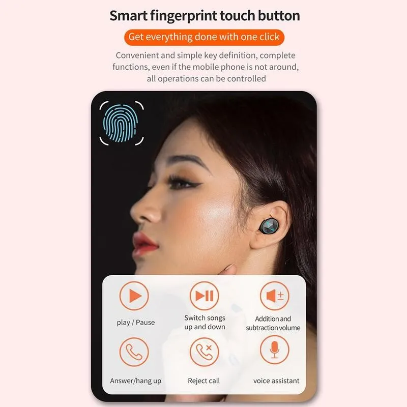 New Binaural Wireless Bluetooth Headset 9d Stereo Noise Reduction Sports Game Sweatproof Headset Mini High Quality
