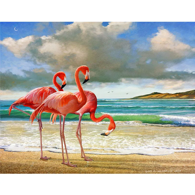 DIY живопись по номерам Фламинго животные набор ручная роспись маслом живопись уникальный подарок для украшения дома 40x50 см - Цвет: RA3520